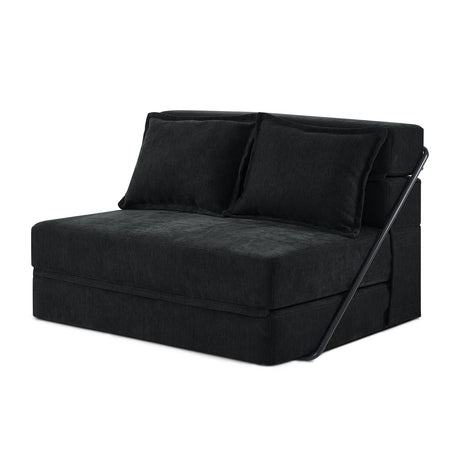 VINGLI Futon Sofa Bed Black Sleeper Sofa Chair Bed Floor Sofa Twin Small Couch Folding Mattress Couches for Living Room Floor Chair Freestanding RV Futon Couch for Indoor and Outdoor VINGLI