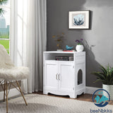 beeNbkks Cat Litter Box Furniture, Cat Washroom Hidden Litter Box Enclosure with 2 Entrances, Cat House Storage Nightstand, Wooden Pet Crate Furniture beeNbkks