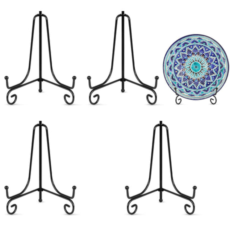 vivinin 4 Pack Plate Stands For Display,Plate Holder 6 '',Picture Frame Stand of Metal,Frame and Artworks,Small Easel for Book,Tabletop Art,Picture,Photo Platter,black (21ZSJ0001) vivinin