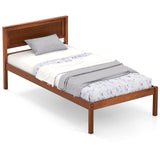 KOMFOTT Twin Size Wood Platform Bed Frame with Headboard, Solid Wood Bed Frame with Slat Support, Under Bed Storage, 16-Inch Mattress Foundation Bedroom Furniture, No Box Spring Needed KOMFOTT