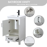LUCKWIND 18" Bathroom Vanity with Sink Combo, Modern Bathroom Storage Painted Cabinet with Undercounter Ceramic Sink, Faucet and Drawers, White LUCKWIND