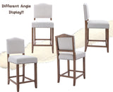 CIMOTA Counter Height Bar Stools Set of 2 Farmhouse Bar Chairs Mid Century Counter Stools Barstools with Back Kitchen Stools with Wood Legs for Island/Pub/Dining Room, Linen Beige, 26 Inch CIMOTA