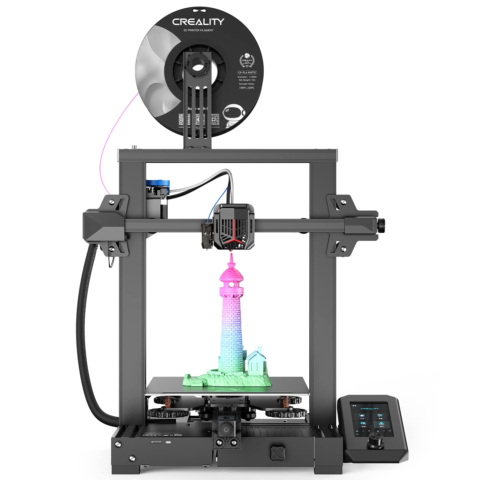 Official Creality Ender 3 V2 Neo 3D Printer with CR Touch Auto Leveling PC Spring Steel Platform Full-Metal Extruder 95% Pre-Installed 3D Printers Resume Print and Model Preview 8.66x8.66x9.8 - WoodArtSupply