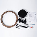 VILUXY Industrial Flush Mount Ceiling Light Fixture with Retro Wood Circle Shade for Hallway, Entryway, Bedroom, Balcony Passway 3-Light VILUXY