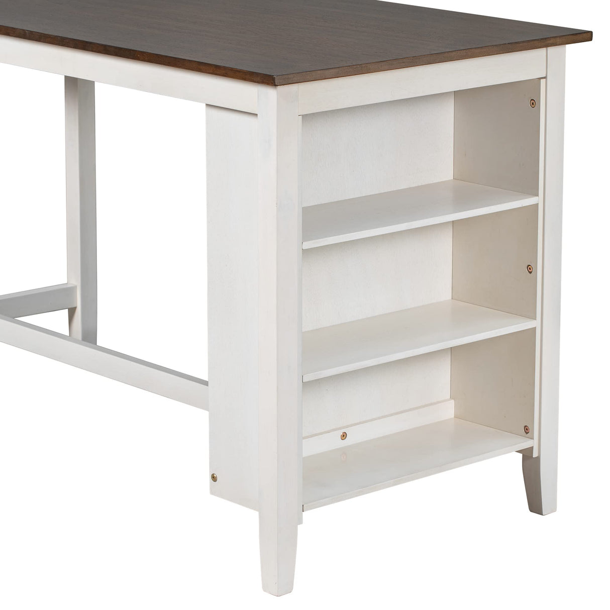 5 Pieces Counter Height Wooden Bar Table Set with 3-Tier Shelf and 4 Chairs, Rustic Farmhouse Dining Table Set for 4, White Harper & Bright Designs