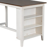 5 Pieces Counter Height Wooden Bar Table Set with 3-Tier Shelf and 4 Chairs, Rustic Farmhouse Dining Table Set for 4, White Harper & Bright Designs