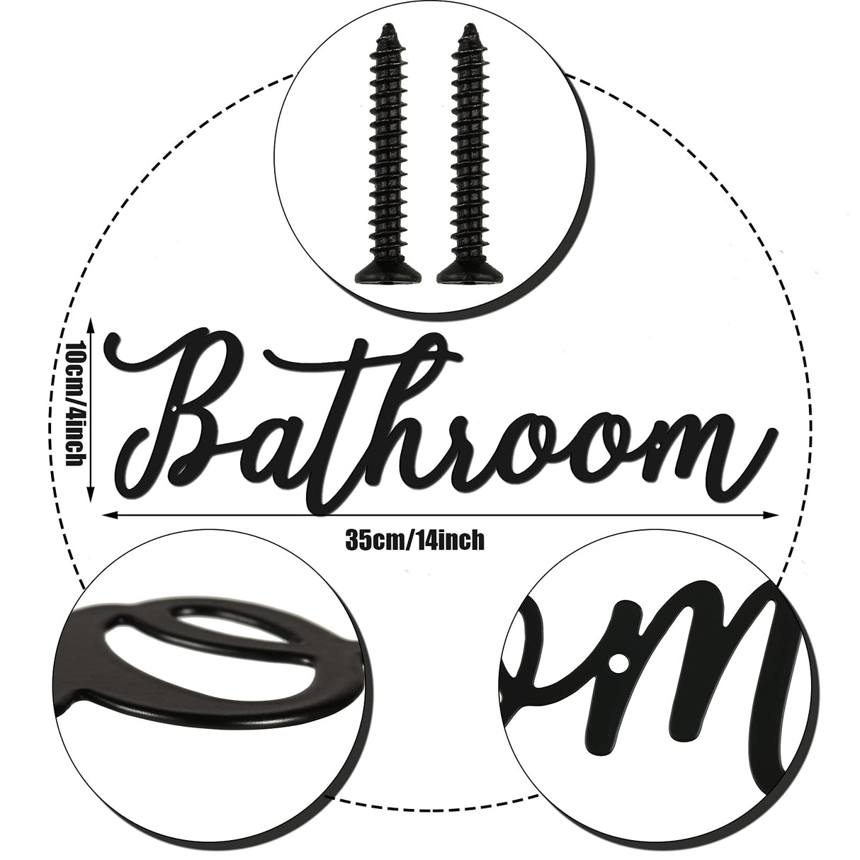 Jetec Iron Farmhouse Metal Sign Rustic Letter Sign Farmhouse Door Wall Art Vintage Room Wall Art with Black Letter(Bathroom) Jetec