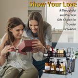 LEMIKKLE Countertop Organizer for Bathroom Counter, The Organizer for Bedroom, Spice Rack Organizer for Kitchen Counter Shelf with Small Basket(Black) LEMIKKLE