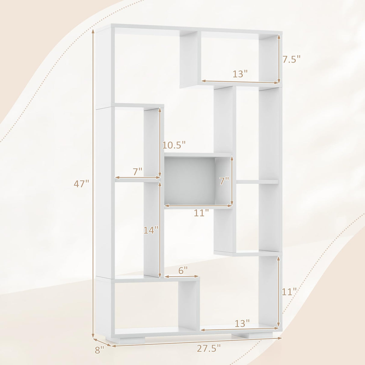 Giantex 47-Inch Bookshelf, Modern Wooden Geometric Bookcase with Open Shelves, Anti-Tipping Kits, Wood Book Case Shelf, Open Cube Storage Organizer Display Rack for Living Room Giantex