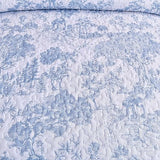 WONGS BEDDING Blue Quilt Set King Size, 3 Pieces Botanical Bedspreads Set Lightweight Microfiber Blue Toile Plants Pattern Coverlet Home Decor for All Seasons(104"×90") WONGS BEDDING