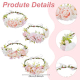 ACRNIGHEET 4 Sets DIY Flower Crown Kit, White and Pink Floral Crown Craft Kit, Make Your Own Flower Crown Headband Handmade, Floral Bridal Headpiece Hair Accessories for Wedding Birthday Party Prop ACRNIGHEET