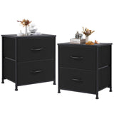 DUMOS Nightstand Set of 2, Small Dresser with 2 Fabric Drawers Side Bedroom End Table Kids Bedside Storage Furniture for 25 inch Tall Night Stand for Closet, Entryway, College Dorm, Black, M-2 Pack DUMOS