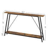 YATINEY 55" Narrow Console Table, Long Skinny Sofa Tables, Industrial Entryway Table, Behind Couch Table Skinny, 2-Layer Hallway Table for Entryway, Living Room, Foyer, Rustic Brown and Black CT14BR YATINEY
