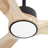 OUATER Ceiling Fans with Lights and Remote, 52 inch Wood Ceiling Fan with Light,3 Color Light,DC Motor,for Bedroom/Outdoor/Patios,Natural Wood OUATER