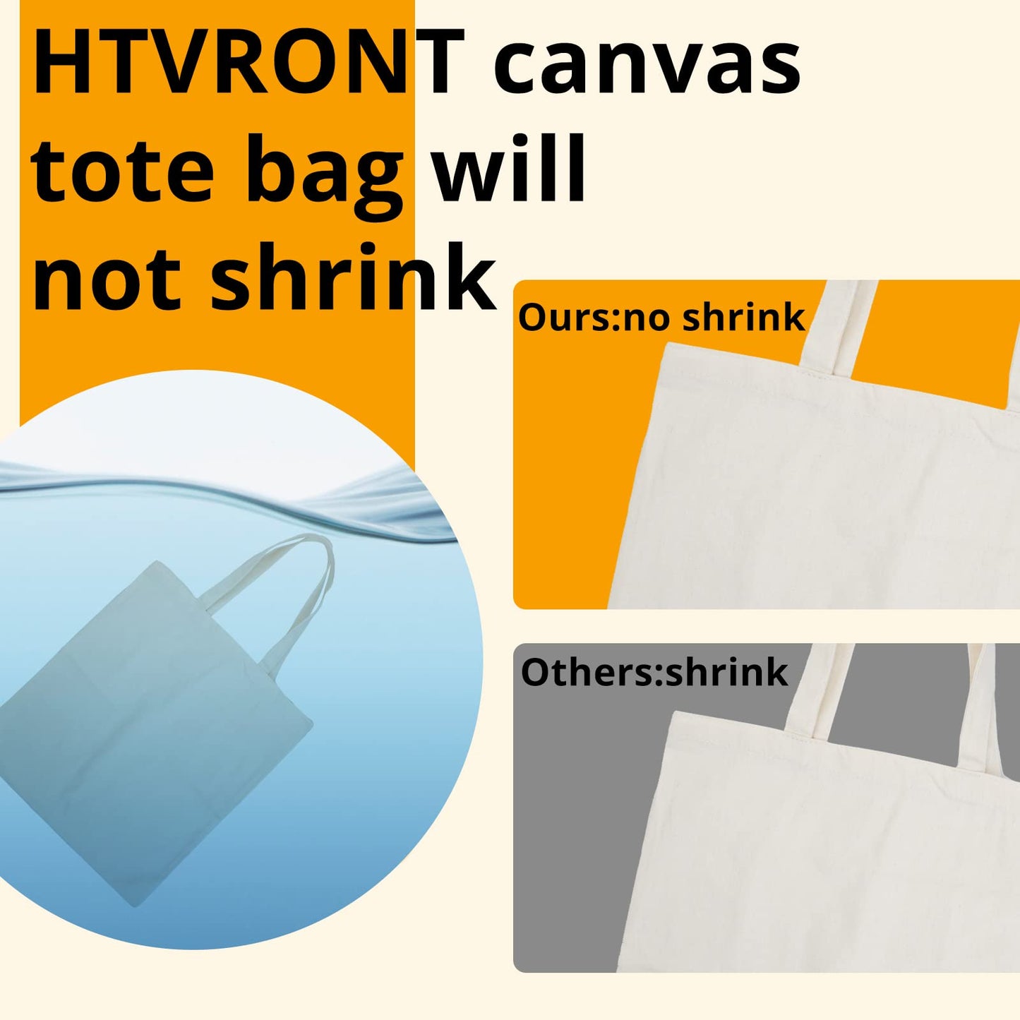 HTVRONT Canvas Tote Bag 6 Pack - 10 Oz Sublimation Tote Bags Blank Lightweight, Reusable Grocery Bags Sustainable Eco Friendly, Use for DIY Gift Bags, Heat Transfer, Sublimation