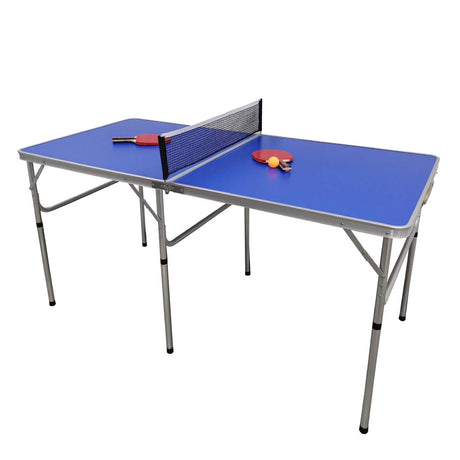 Trademark Innovations 5 Ft. Folding Table Tennis Ping Pong Table Set with Paddles and Balls, Blue Trademark Innovations