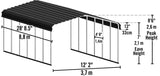 Arrow Carports Galvanized Steel Carport, Full-Size Metal Carport Kit, 12' x 29' x 7', Charcoal Arrow