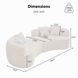Olodumare 106.7" Modern Curved Oversized Sectional Sofa, Minimalist Modular Cloud Couch with 4 Throw Pillows, Luxury 4-Seater Extra Deep & Wide Seat Sofa in Soft Teddy Fabric, Cream White Olodumare