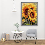 MIRCVSH Sunflower Paint by Numbers Kit for Adults Framed,Paint by Number for Adults,Adults' Paint-by-Number Kits on Canvas with Wooden Easel for Home Wall Decor 12X16 Inch MIRCVSH