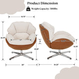 Ya-Home Modern Swivel Accent Chair, Chenille Upholstered Leisure Chair with Cozy Seat Silver Metal Base, Comfy Lounger Armchair Recliner Chair for Living Room Bedroom, 1PC, Beige Ya-Home