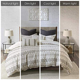 INK+IVY Rhea 100% Cotton Duvet Set Mid Century Modern Boho Design, All Season Comforter Cover Bedding Set, Matching Shams, King/Cal King, Geometric Clipped Jacquard Ivory 3 Piece INK+IVY