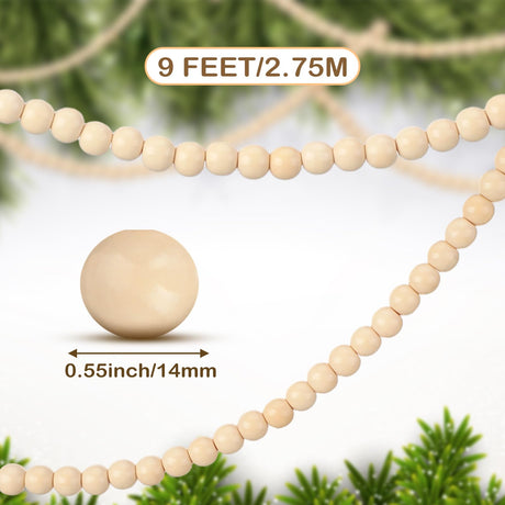 Yuxung 2 Pcs 18 ft Boho Christmas Wood Bead Garland Vintage Natural Wooden Beads Garland Decorative Rustic Holiday Christmas Tree Garland Country Farmhouse Christmas Decor for Indoor Home Use(Wood) Yuxung