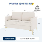 Novilla Loveseat Sofa, Modern Loveseat Sofa Coach, 67'' Width Sofa with Extra Deep Seats, Small Couch for Living Room, Apartment, Room Office, Ivory Novilla