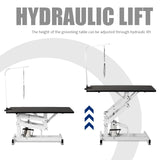 JETEAGO 42.5” Pet Dog Hydraulic Grooming Table Adjustable Height Trimming Drying Table with Arms, Noose for Small/Medium/Large Dogs, Cats, Maximum Capacity Up to 360lbs JETEAGO