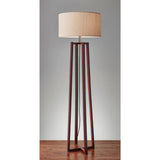 Adesso 1504-15 Quinn Floor Lamp, 60 in, 150 W Incandescent/CFL, Walnut Birch Wood, 1 Wooden Lamp , White Adesso