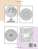 Aquarius Coloring Book: Astrology Coloring Book for Aquarius Zodiac Sign with Relaxing Designs Majosta