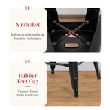 FDW Metal Bar Stools Set of 4 Counter Height Bar Stools 24 Inches Industrial Bar Chairs Patio Stool Stackable Backless Stool Indoor Outdoor Metal Kitchen Stools Bar Chairs (Black, 24") FDW