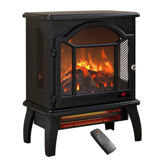 KOFOHON Freestanding Electric Fireplace Heater,Portable Infrared Fireplace Stove with 4 Types of 3D Realistic Flame Effects,Adjustable Temperature Compact Indoor Space Heater,Timer&Remote,22".