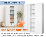 BESFUR Metal Cabinet, Locking Storage Cabinet with 5 Shelves and 2 Doors, Black Garage Cabinet for Office, Classroom, Garage - White BESFUR