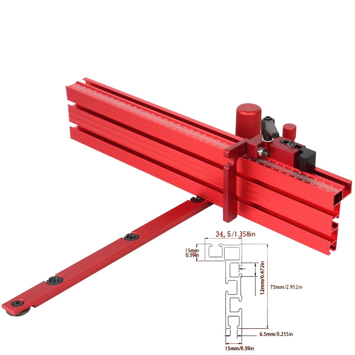 Table Saw Precision Miter Gauge System - For 30mm or 45mm T Track, With Miter Gauge Fence & Bar - Miter Gauge for Table Saw VBESTLIFE