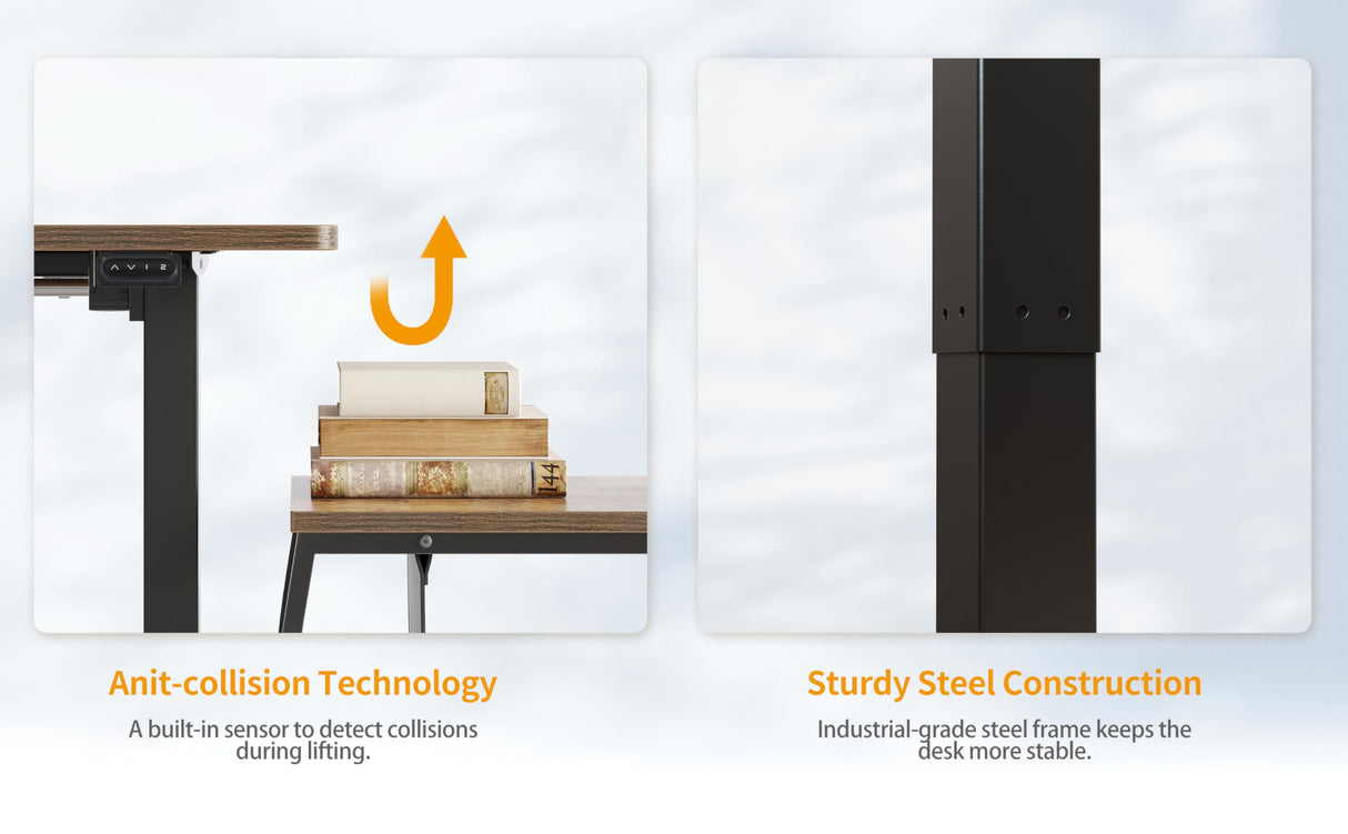 CubiCubi Electric Standing Desk, 48 x 24 Inches Height Adjustable Sit Stand Desk, Ergonomic Home Office Computer Workstation, Rusticbrown CubiCubi