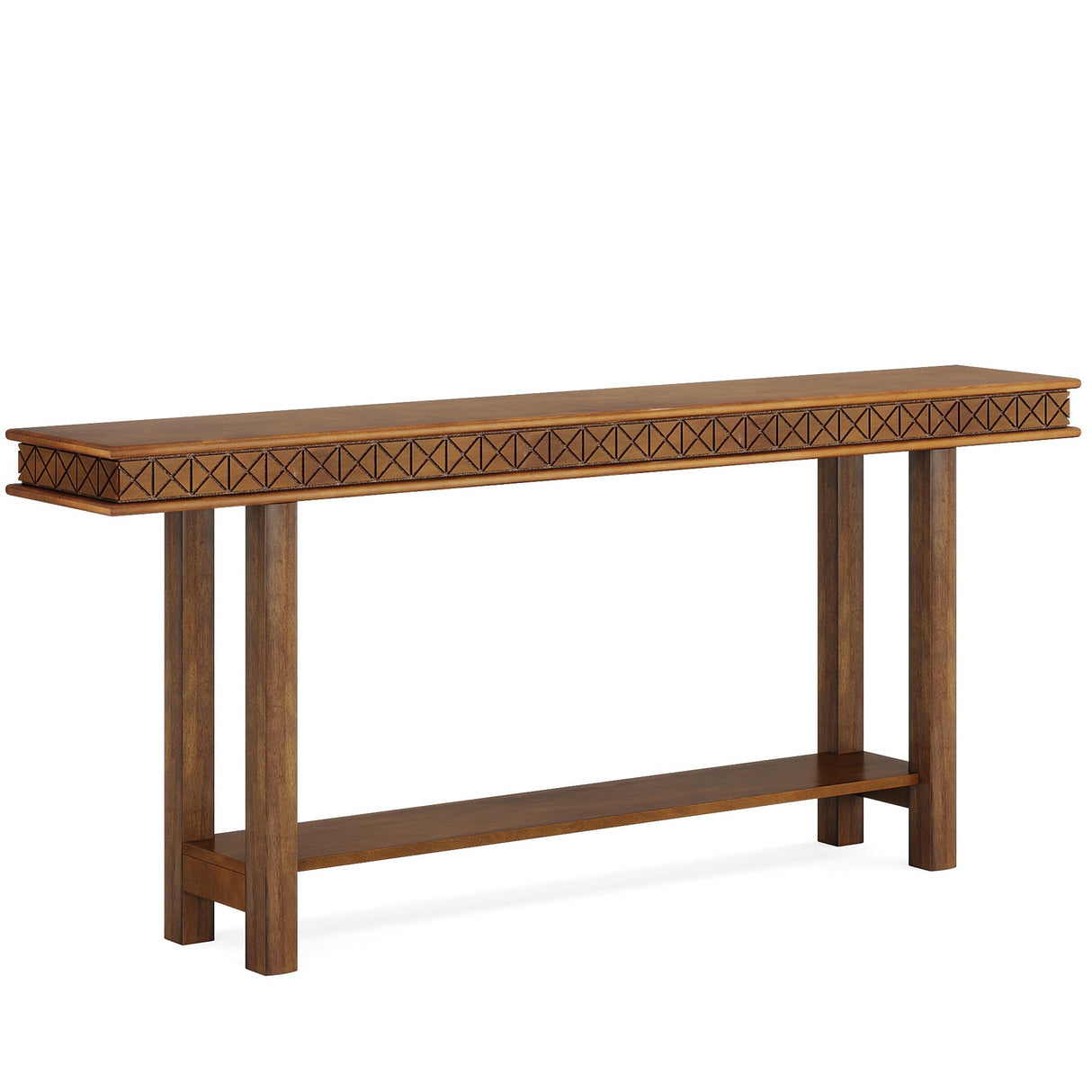 Tribesigns 70.9-Inch Solid Wood Extra Long Console Table, Wood Sofa Table Behind Couch Narrow Long, 2-Tier Entryway Accent Table with Storage for Living Room, Hallway, Entrance, Foyer, Rustic Brown Tribesigns
