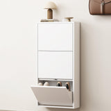OPTYMIRA Metal Shoe Storage Cabinet with 3 Flip Drawers,White Wall Mount Slim Shoe Organizer for Entryway, Narrow Hidden Shoe Storage Rack for Hallway,Living Room, 40.98”*20”*6.69” OPTYMIRA