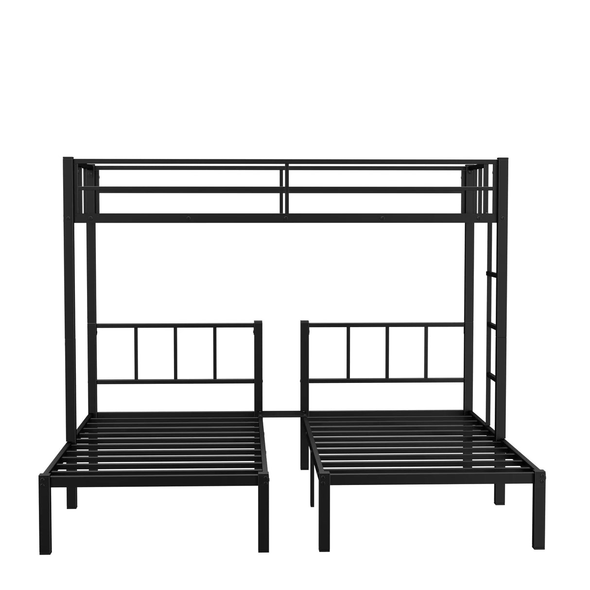 Twin Over Twin Over Twin Triple Bunk Bed for Kids,3 Bed Bunk Beds for 3,Metal Triple Bunk Beds with Built-in Desk,Separates Into 3 Twin Beds,Noise Reduced Structure,Black Bellemave