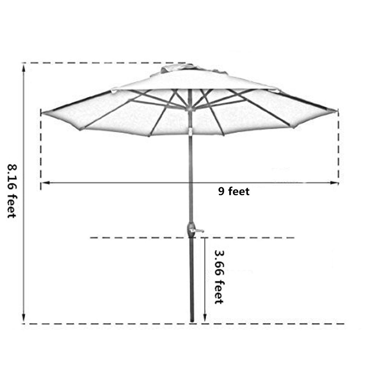 Sunnyglade 9' Patio Umbrella Outdoor Table Umbrella with 8 Sturdy Ribs (Tan) Sunnyglade