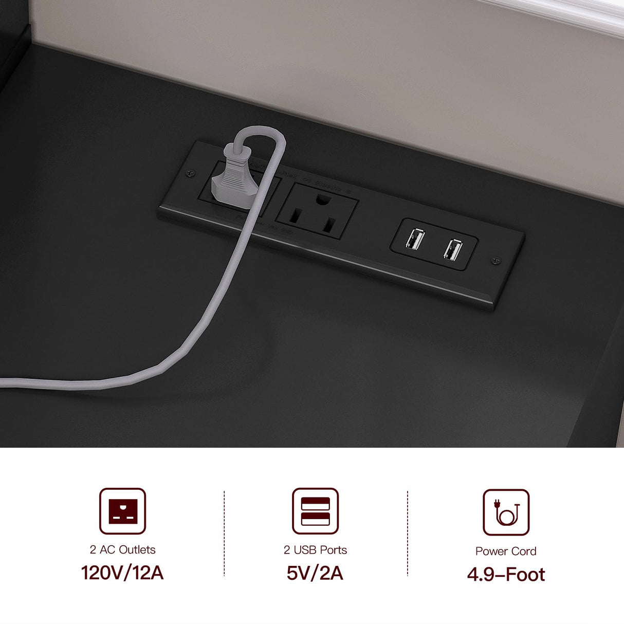 FIONESO Vanity Desk with Mirror & Lights, Makeup Vanity with 6 Drawers, 6 Open Shelves and Power Outlet, 48” Storage Makeup Vanity Desk with Stool Bench for Women, Girls, Bedroom, Black FIONESO