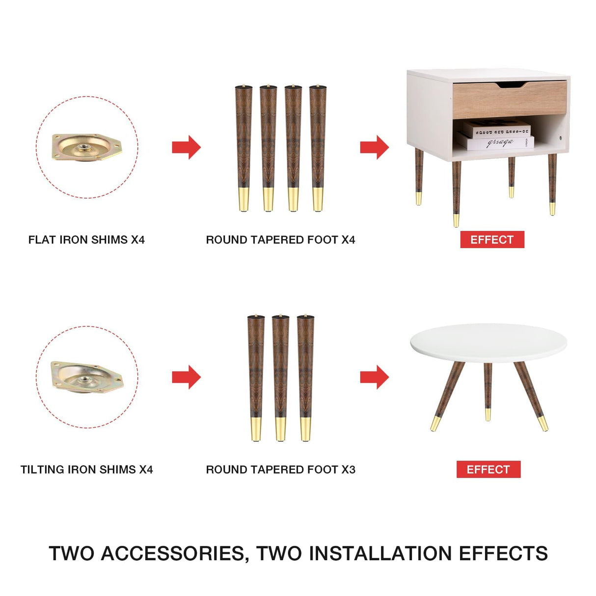 ALAMHI Wood Furniture Legs 16 inch - Coffee Table Legs - Mid Century Feet Replacement for Legs for Table - Coffee Table, Desk, Chair, Dresser, Ottoman, Cabinet, bench legs, Etc. Brown ALAMHI