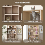 Muelartique Modern 2-in-1 Cat Tree Bookshelf with Litter Box Enclosure, 63.5" Tall Multi-Level Cat Climbing Shelves with Storage, Cat Furniture for Indoor Cats, Natural Muelartique
