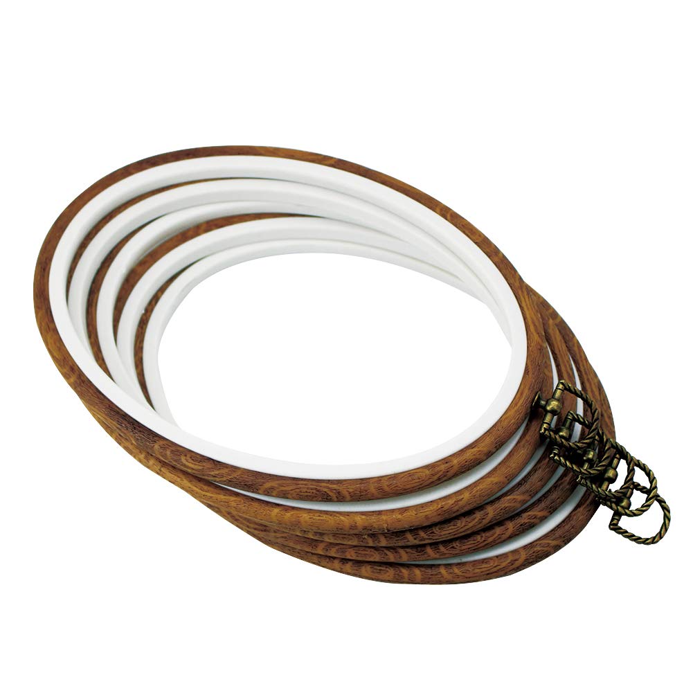 9'' Oval Embroidery Hoops - guofa 5PCS Decorative Cross Stitch Hoop Set, Imitated Wood Embroidery Frame Circle Hanging Arts Ornament (9in-5pcs) guofa