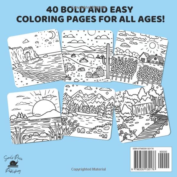 Serene Landscapes: Coloring Book for Adults and Teens Featuring Nature Scenes with Bold and Easy Designs for Relaxation (Bold & Easy Coloring Books) WoodArtSupply