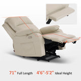MCombo Small-Wide Power Lift Recliner Chair with Massage and Heat for Petite Elderly People, 3 Positions, 2 Side Pockets, USB Ports, Faux Leather R7410 (Beige, Small-Wide) MCombo