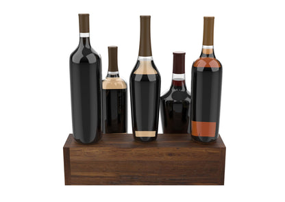 Liquor Bottle Stand - 2 Tier Liquor Bar Bottle Display Shelf, Holds 8 Bottles, Real Wood, Easy to Clean, No Installation Required - 15.8 Inch (Dark Walnut, 2 Tier) - WoodArtSupply