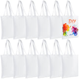 CHENGU 12 Pack Sublimation Tote Bags Blank Canvas Bag Reusable Grocery Bags 15.7x12 Inch Washable Heat Transfer Bag Bulk DIY Craft (White) CHENGU