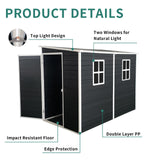 LANTRO JS Outdoor Storage Shed with Floor Included, 4x8FT Plastic Storage Shed with Floor with 2 Windows and Lockable Door, Backyard Storage Sheds for Garden Tools, Bike LANTRO JS