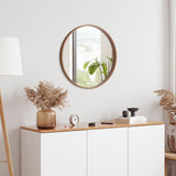 WallBeyond Round Mirror with Wood Frame 24 inch Circle Wall Mirror for Bathroom Round Wall Mirror for Wall Decor, Vanity, Entryway Living Room (Walnut) WallBeyond