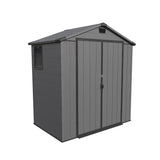 Patiowell 6 x 4 FT Plastic Outdoor Storage Shed with Floor, Resin Outside Tool Shed with Window and Lockable Door for Backyard, Garden, Tool Storage Use, Easy to Install, Dark Grey Patiowell
